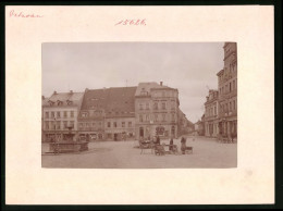 Fotografie Brück & Sohn Meissen, Ansicht Oederan, Marktplatz Mit Kurzwarenladen Ehrich Dahlheim, Marktstände & Brunn  - Places