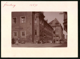 Fotografie Brück & Sohn Meissen, Ansicht Freiberg I. Sa., Strasseneck Am Rathaus & Sparkasse  - Plaatsen