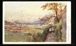 Künstler-AK Edward Theodore Compton: Salzburg, Teilansicht Von Maria-Plain  - Compton, E.T.