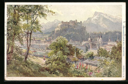 Künstler-AK Edward Theodore Compton: Salzburg, Teilansicht Mit Festung Hohensalzburg Vom Kapuzinerberg  - Compton, E.T.
