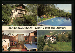Cartolina Dorf Tirol /Meran, Hotel Matailerhof, Gnaidweg 11, Freibad, Speiseraum  - Other & Unclassified