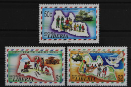 Liberia, MiNr. 1549-1551, Panzer, Hubschrauber, Postfrisch - Liberia