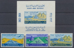 Jemen Nord, MiNr. 349-351 + Block 25, Postfrisch - Yemen