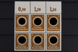 DR Dienst, MiNr. 166, 6er Block, Oberrand, Platte, Postfrisch - Dienstzegels