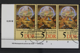 DDR, MiNr. 3269, Dreierstreifen, Ecke Li. Unten, DV 2, Gestempelt - Oblitérés
