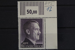 Deutsches Reich, MiNr. 800 B Ecke Re. O., Senkr. Ndgz, Postfrisch - Ungebraucht