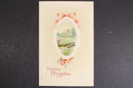 Fröhliche Pfingsten, Landschaftsbild In Ovalen Rahmen, Prägekarte - Pinksteren