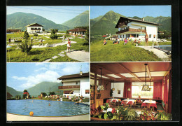 Cartolina Dorf Tirol /Meran, Pension Minigolf, Badegäste Am Pool, Speisesaal  - Otros & Sin Clasificación