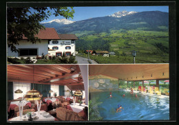 Cartolina Dorf Tirol /Meran, Pension Golserhof, Aichstr. 32, Schwimmbad, Speisesaal  - Sonstige & Ohne Zuordnung