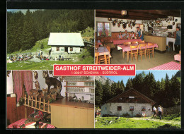 Cartolina Schenna, Gasthof Streitweider-Alm Mit Innenansichten Des Speisesaals  - Andere & Zonder Classificatie