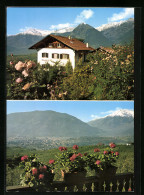 Cartolina Schenna Bei Meran, Pension Haus Freienfeld, Ortsansicht Vom Balkon Aus  - Other & Unclassified