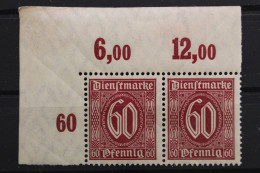 DR Dienst, MiNr. 66, Waag. Paar, Ecke Li. O., Plattendruck, Postfrisch - Dienstmarken
