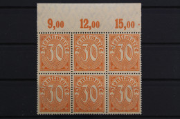 DR Dienst, MiNr. 27 6er Block, OR Im Plattendruck, Postfrisch - Dienstzegels