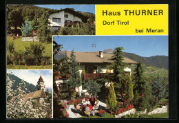 Cartolina Dorf Tirol Bei Meran, Pension Haus Thurner, Kirche  - Sonstige & Ohne Zuordnung