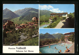 Cartolina Schenna B. Meran, Hotel Pension Vallreiss Mit Schwimmbad  - Autres & Non Classés