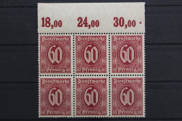 DR Dienst, MiNr. 66, Sechserblock, OR Im Plattendruck, Postfrisch - Dienstzegels