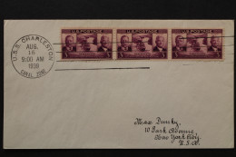 USA, MiNr. 452, Dreierstreifen, FDC - Autres & Non Classés