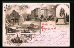 AK Dortmund, Oberbergamt, Denkmal Kaiser Wilhelm I., Steinersthurm, Wappen  - Dortmund