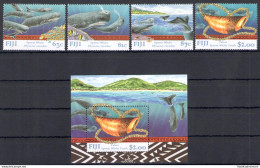 1998 Fiji, Balene E Delfini - N. 844/47 + BF 28 - MNH** - Sonstige & Ohne Zuordnung