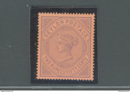 1892 Ceylon, Stanley Gibbons N. 249, 2r.50 Purple Red, MH* - Altri & Non Classificati