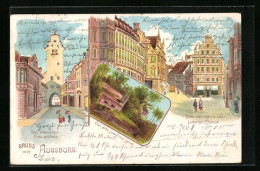 Lithographie Augsburg, Das Ehemalige Frauentor Und Ecke Der Karls- Und Ludwigs-Strasse  - Augsburg