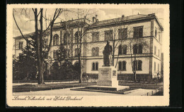 AK Lörrach, Volksschule Mit Hebel-Denkmal  - Lörrach