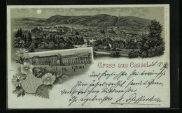 Mondschein-Lithographie Kassel, Panorama, Passanten Am Friedrichsplatz  - Kassel