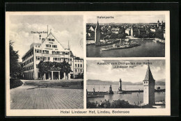 AK Lindau I. B., Hotel Lindauer Hof Mit Dachgarten, Hafenpartie  - Lindau A. Bodensee