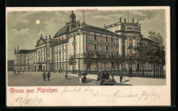 Mondschein-Lithographie München, Strassenpartie Am Justizpalast  - Théâtre