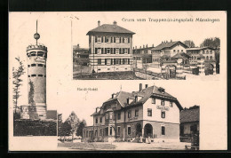 AK Münsingen, Truppenübungsplatz, Hardt-Hotel, Turm Falkenhausen  - Muensingen