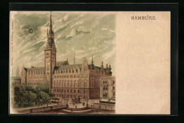 Sonnenschein-Lithographie Hamburg, Rathaus Unter Wolkenhimmel  - Sonstige & Ohne Zuordnung