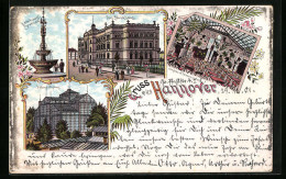 Lithographie Hannover, Ständehaus, Palmenhaus, Inneres Des Gasthof Palmengarten  - Hannover