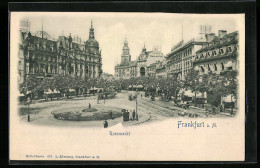 Relief-AK Frankfurt A. M., Rossmarkt Mit Seidenhaus Schwarzschild-Ochs  - Altri & Non Classificati