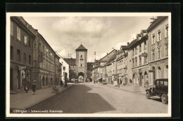 AK Villingen I. Schwarzwald, Rietstrasse Mit Gasthaus Antonius-Keller, Bank Und Geschäften  - Other & Unclassified