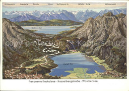 72287728 Kochel See Panoramakarte Mit Kesselbergstrasse Und Walchensee Kochel - Other & Unclassified
