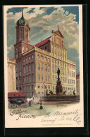 Lithographie Augsburg, Darstellung Vom Rathaus  - Augsburg