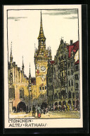 Steindruck-AK München, Altes Rathaus  - Other & Unclassified