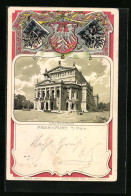 Passepartout-Lithographie Frankfurt A. Main, Opernhaus, Wappen  - Sonstige & Ohne Zuordnung
