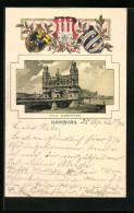 Passepartout-Lithographie Hamburg-Rothenburgsort, Neue Elbbrücke, Wappen  - Other & Unclassified