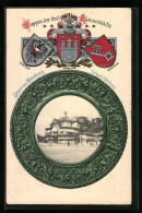Passepartout-Lithographie Hamburg-St.Pauli, St. Pauli Fährhaus, Wappen Von Lübeck, Hamburg U. Bremen  - Sonstige & Ohne Zuordnung