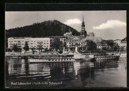 AK Bad Schandau /Sächs. Schweiz, Ortspartie Mit Elbansicht Und Dampfer Leipzig  - Other & Unclassified