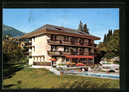 Cartolina Meran /Obermais, Hotel Tiffany, Dantestrasse 63 A, Aussenbereich Mit Pool  - Andere & Zonder Classificatie