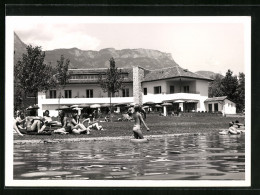 Cartolina Kalterer See /Bozen, Pension Seegarten, Badegäste Auf Der Liegewiese  - Bolzano (Bozen)