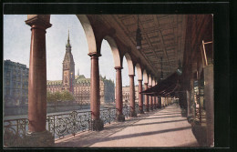 AK Hamburg, Alsterarkaden Mit Blick Zum Rathaus  - Mitte