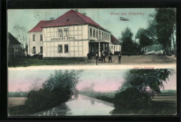 AK Ottersberg, Gieschens Hotel Mit Famile Auf Der Strasse, Flusspartie  - Other & Unclassified