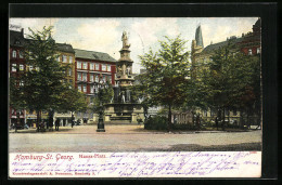AK Hamburg-St.Georg, Brunnen Auf Dem Hansaplatz  - Mitte
