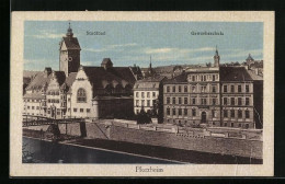 AK Pforzheim, Stadtbad, Gewerbeschule  - Pforzheim