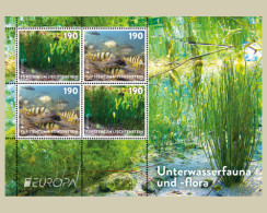 Liechtenstein 2024 Europa CEPT Undewater Fauna And Flora Fishes River Algae Block MNH - Blocks & Kleinbögen