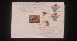 C) 2004. PORTUGAL. ENVELOPE SENT TO URUGUAY. MULTIPLE STAMPS OF BIRDS AND HEROES AND COMICS. XF - Andere & Zonder Classificatie