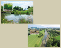 Liechtenstein 2024 Europa CEPT Undewater Fauna And Flora Fishes River Algae Set Of 2 Maxicards MNH - Pesci